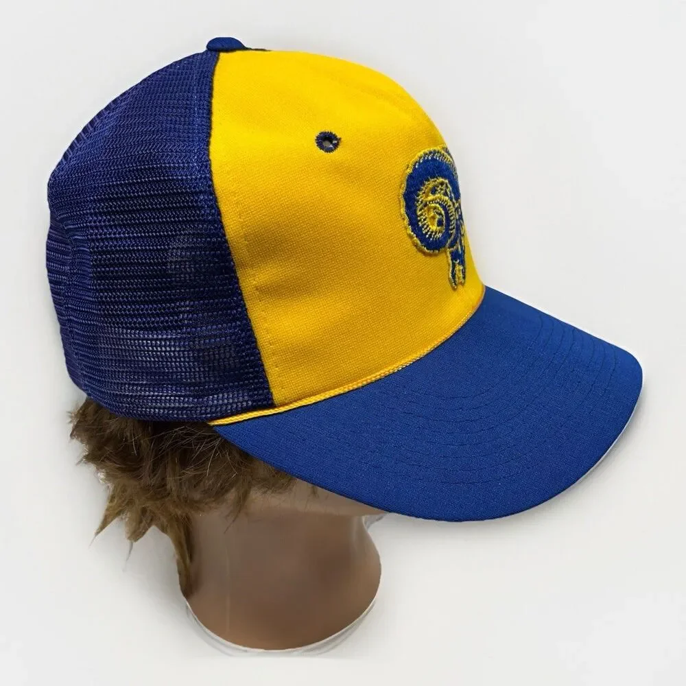 VTG 80s LA Rams Trucker Rope Golf Hat Snapback Mesh Green Underbrim Rare